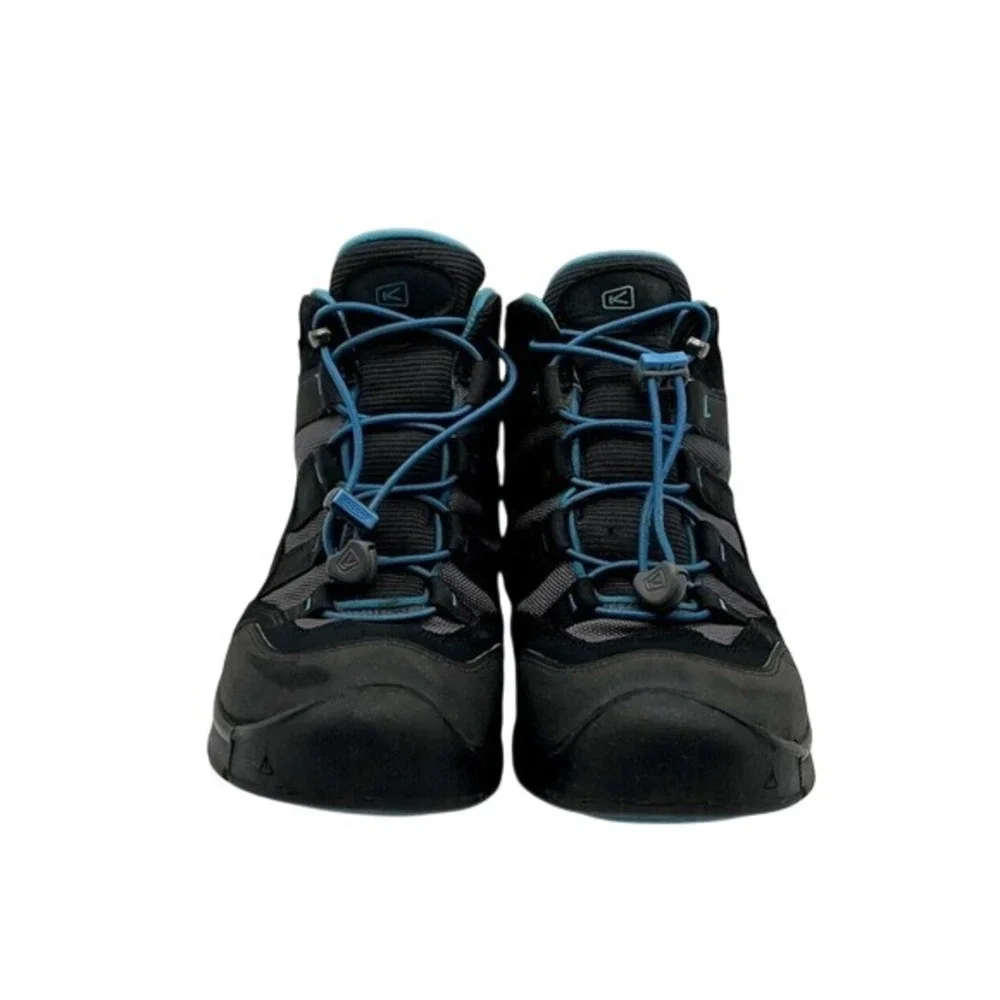 KEEN Targhee Mid Waterproof Hiking Boots‎ Kids Black Blue Size 6Y 1018000 BBK
